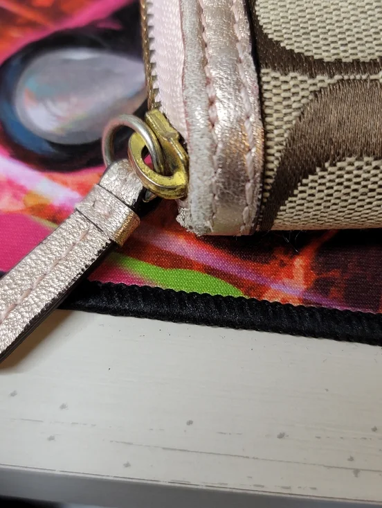 Coach Signature Long Wallet Total Pattern Canvas Beige And Rose Gold - Picture 12 of 14